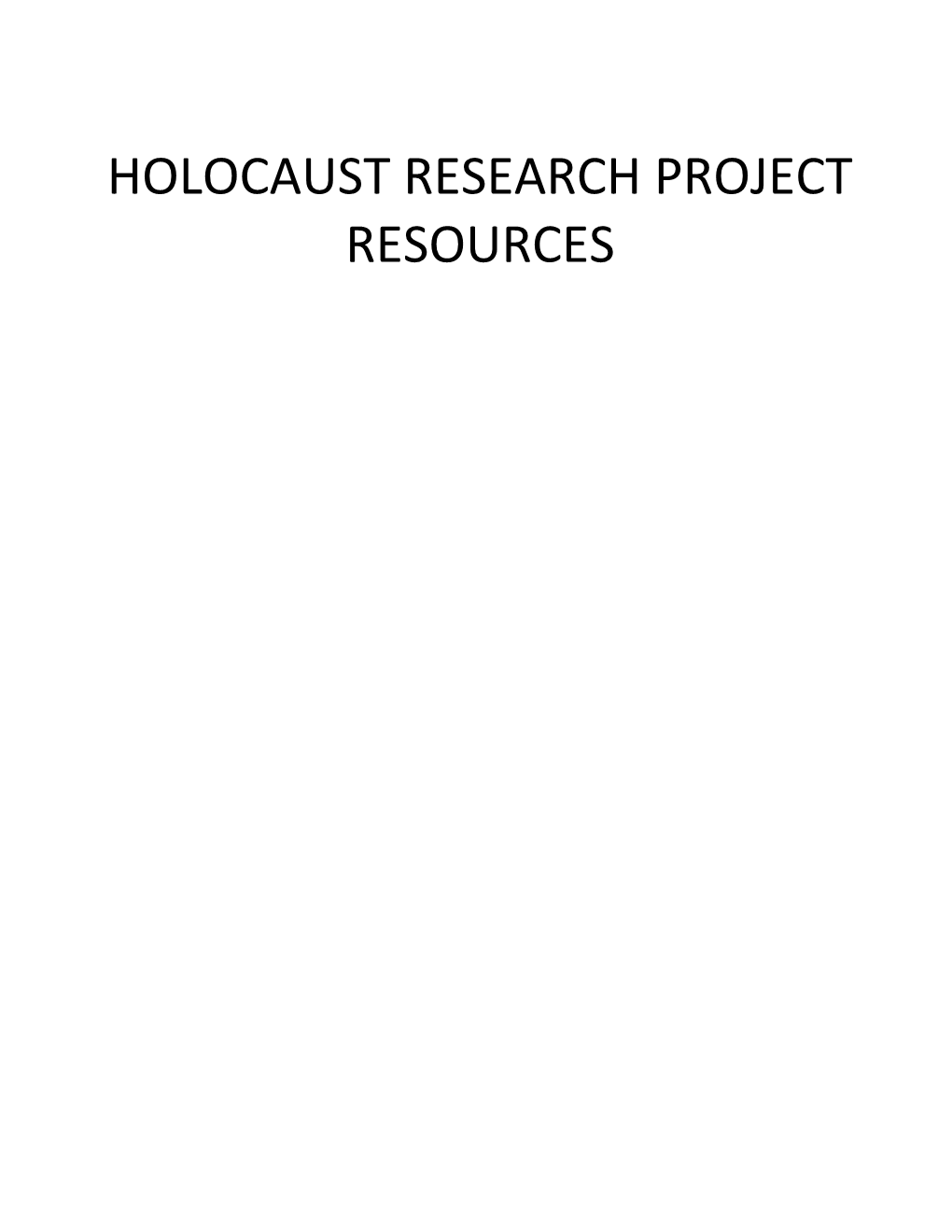 Holocaust Research Project