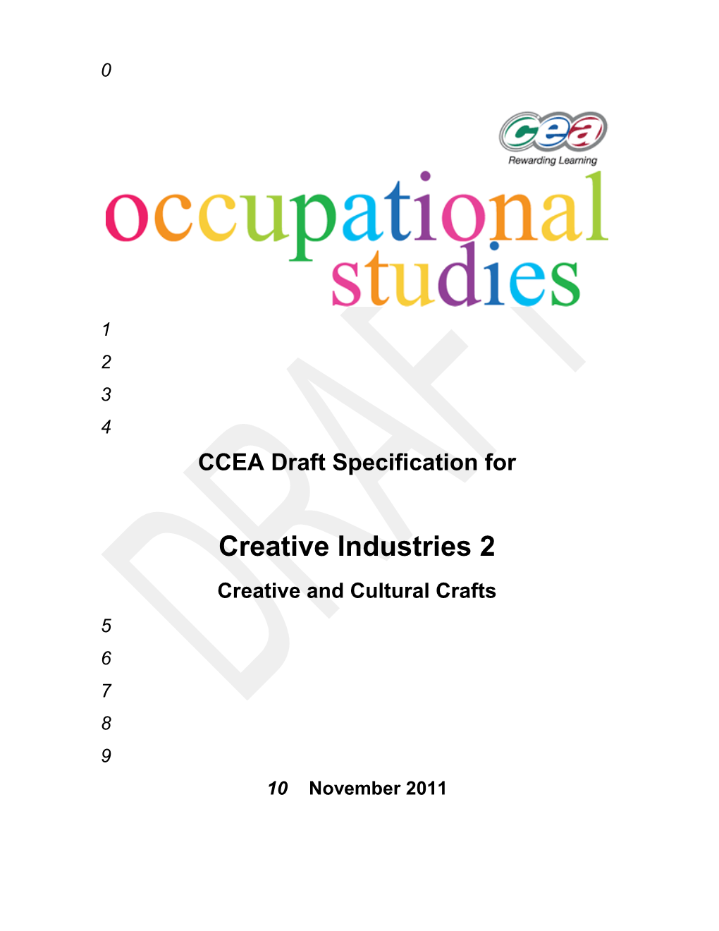 CCEA Draft Specification For