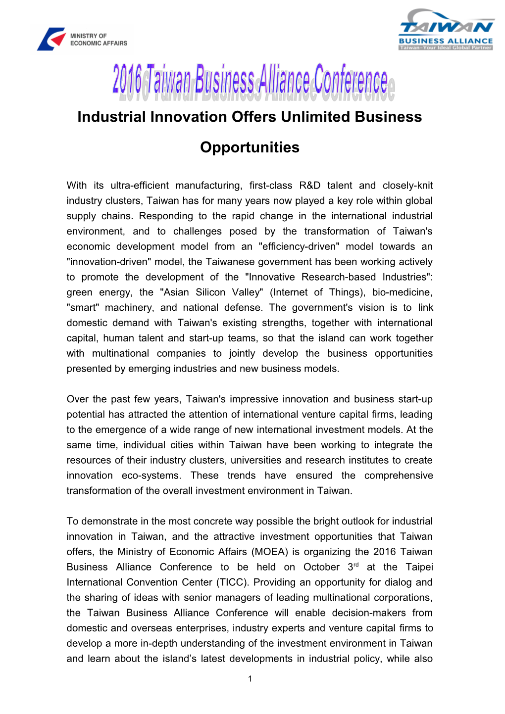 Industrial Innovation Offers Unlimited Business Opportunities