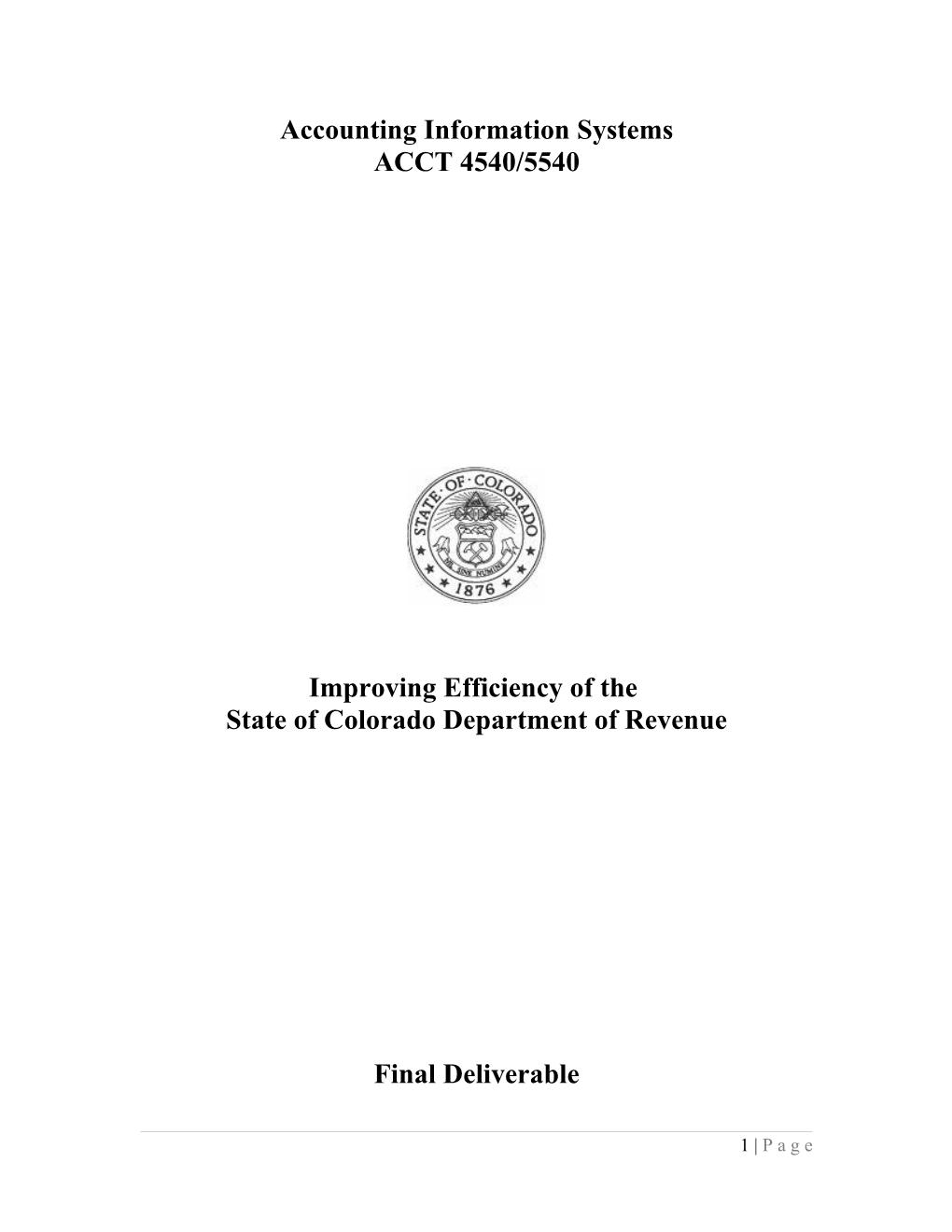 State of Colorado Department of Revenue