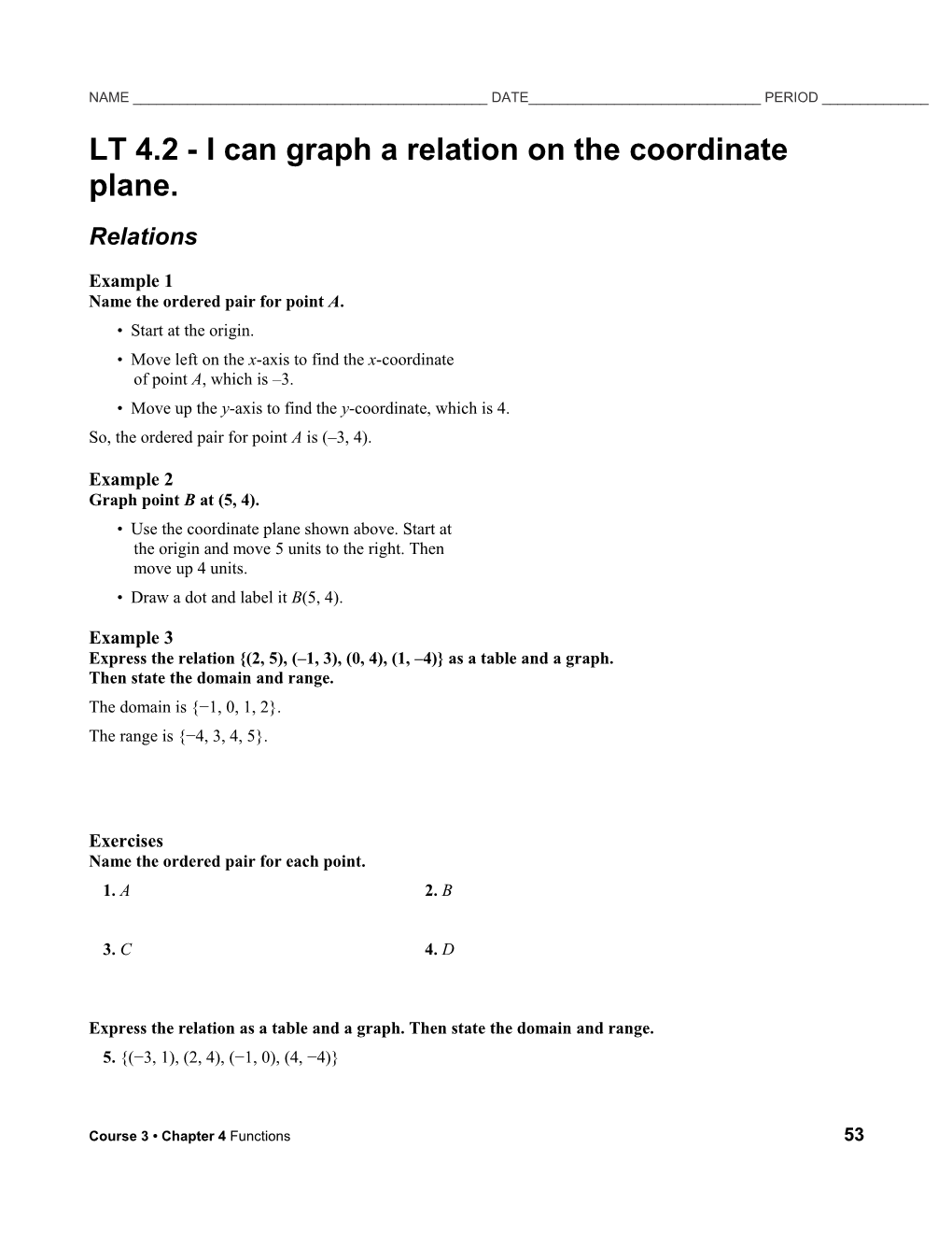 LT 4.1 - I Can Translate Tables and Graphs Into Linear Equations