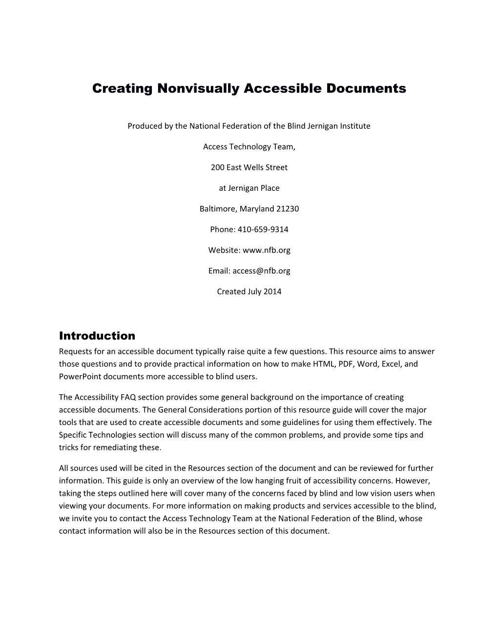 Creating Nonvisually Accessible Documents