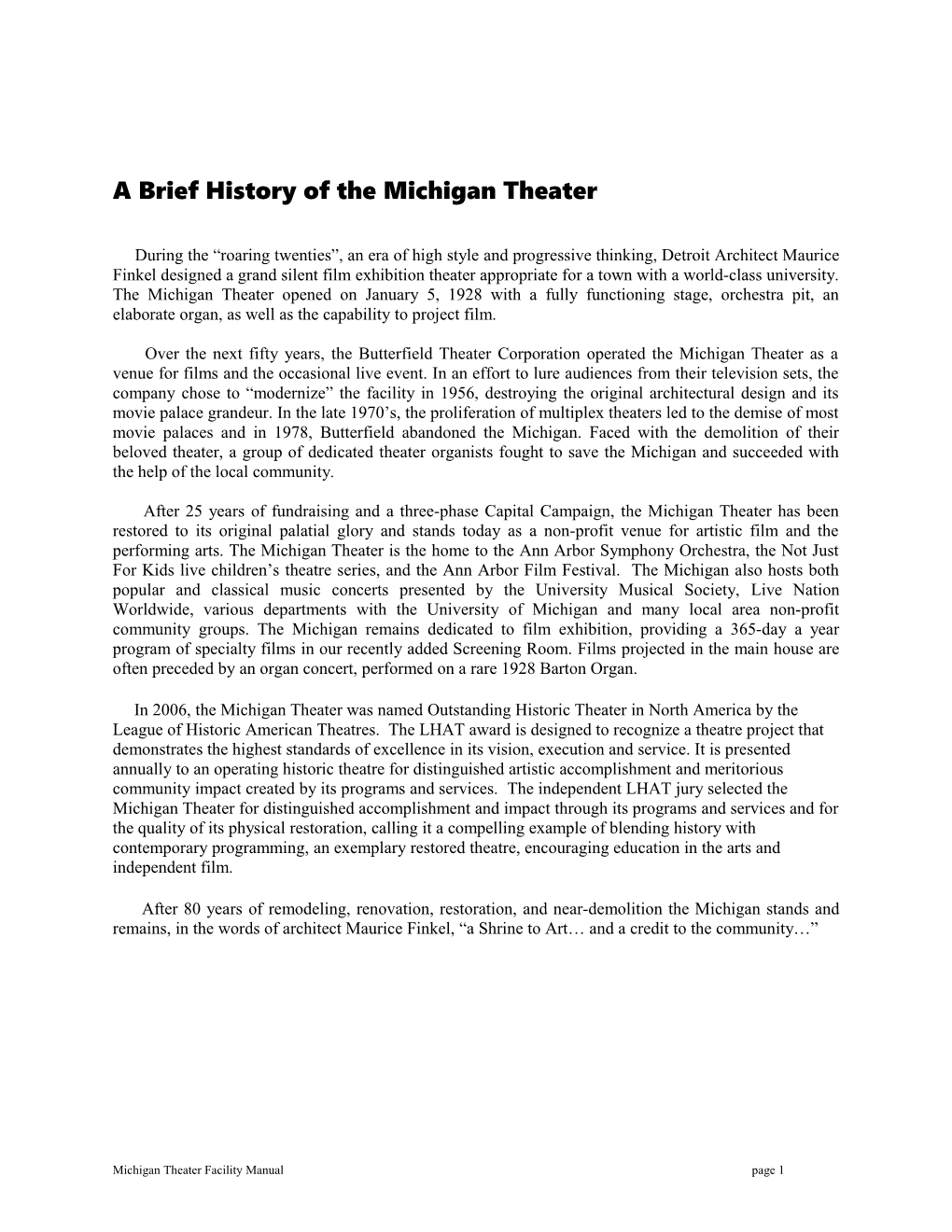 A Brief History of the Michigan Theater