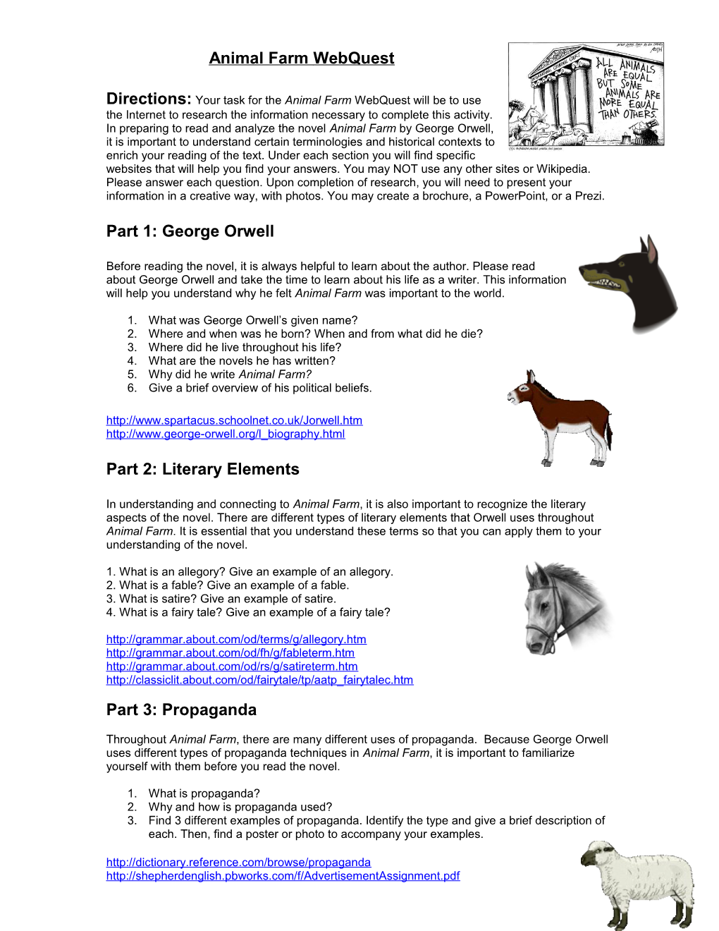Animal Farm Webquest