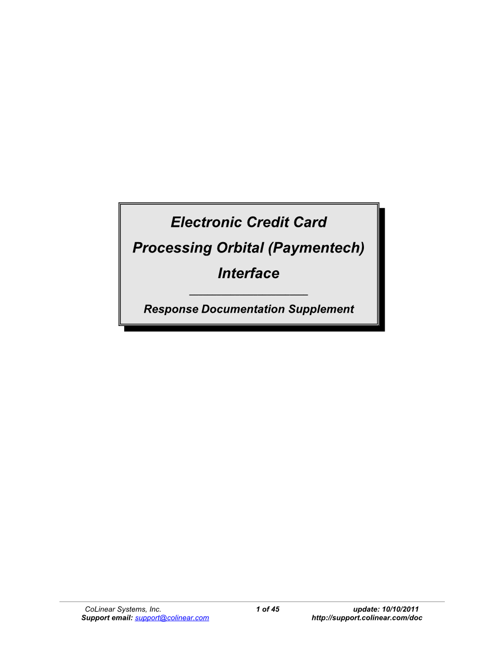 Introduction to Electronic Credit Card Processing