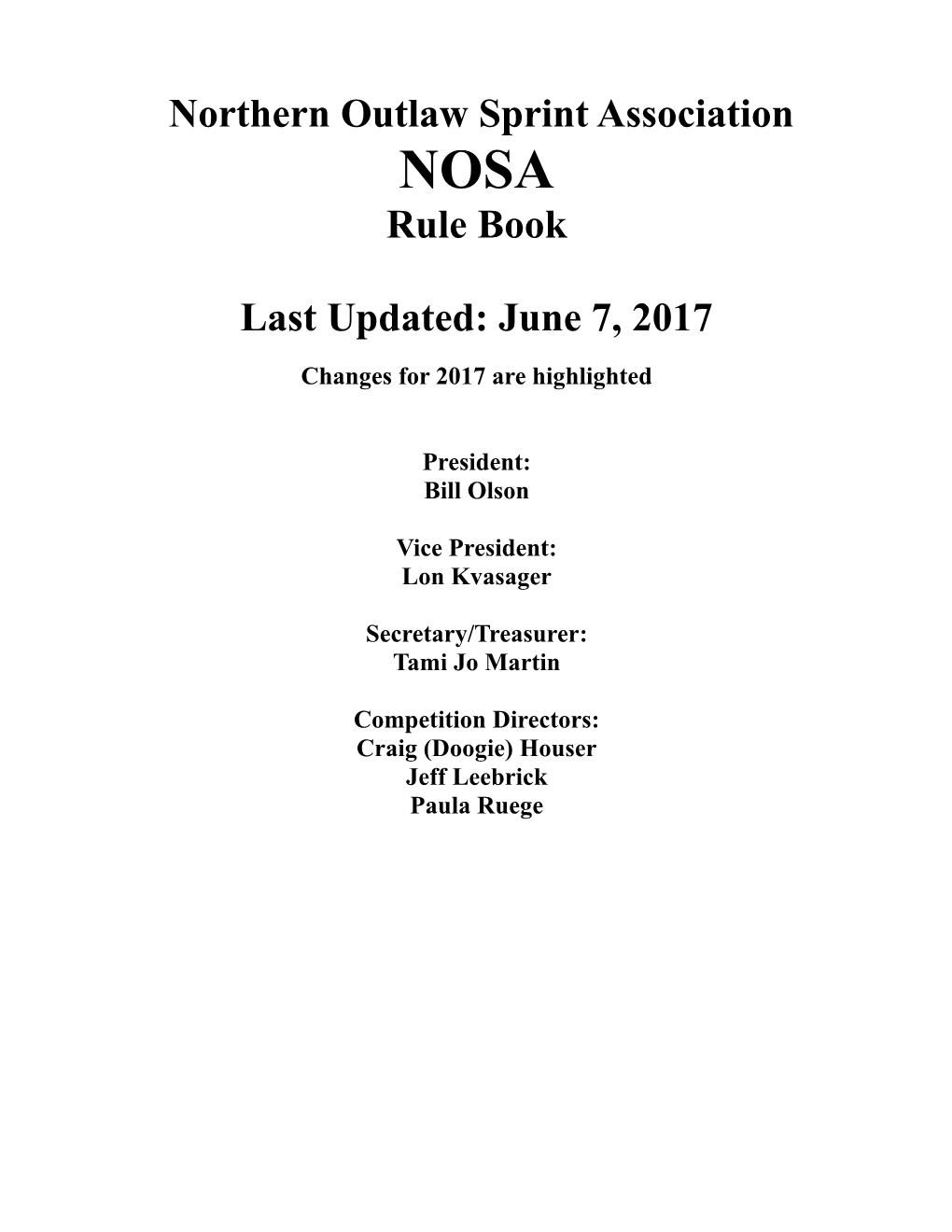 Northern Outlaw Sprint Association NOSA
