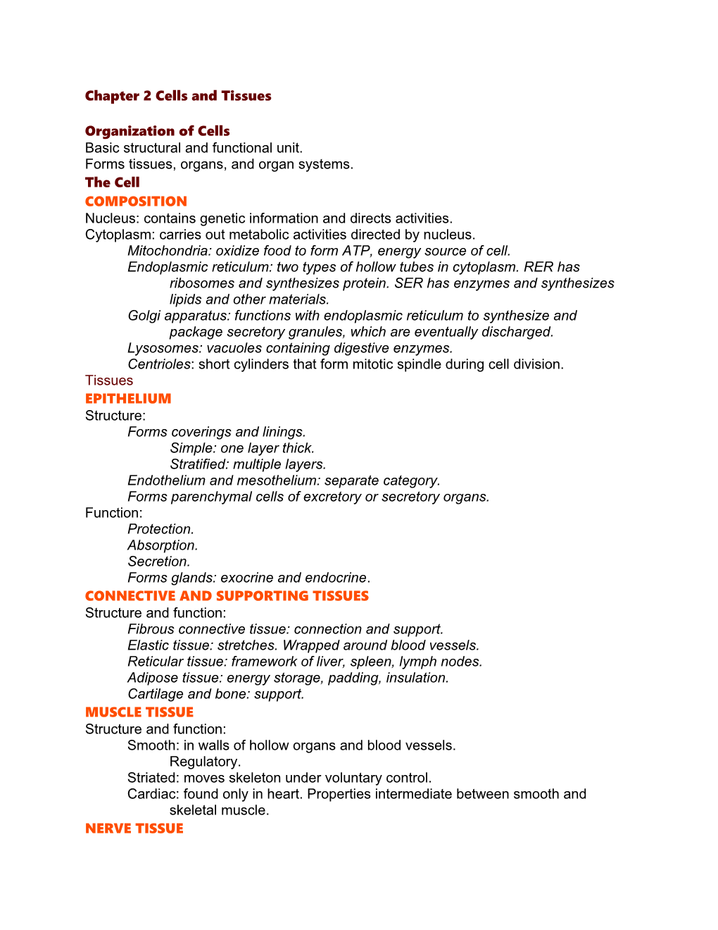 Chapter 2 Cells and Tissues