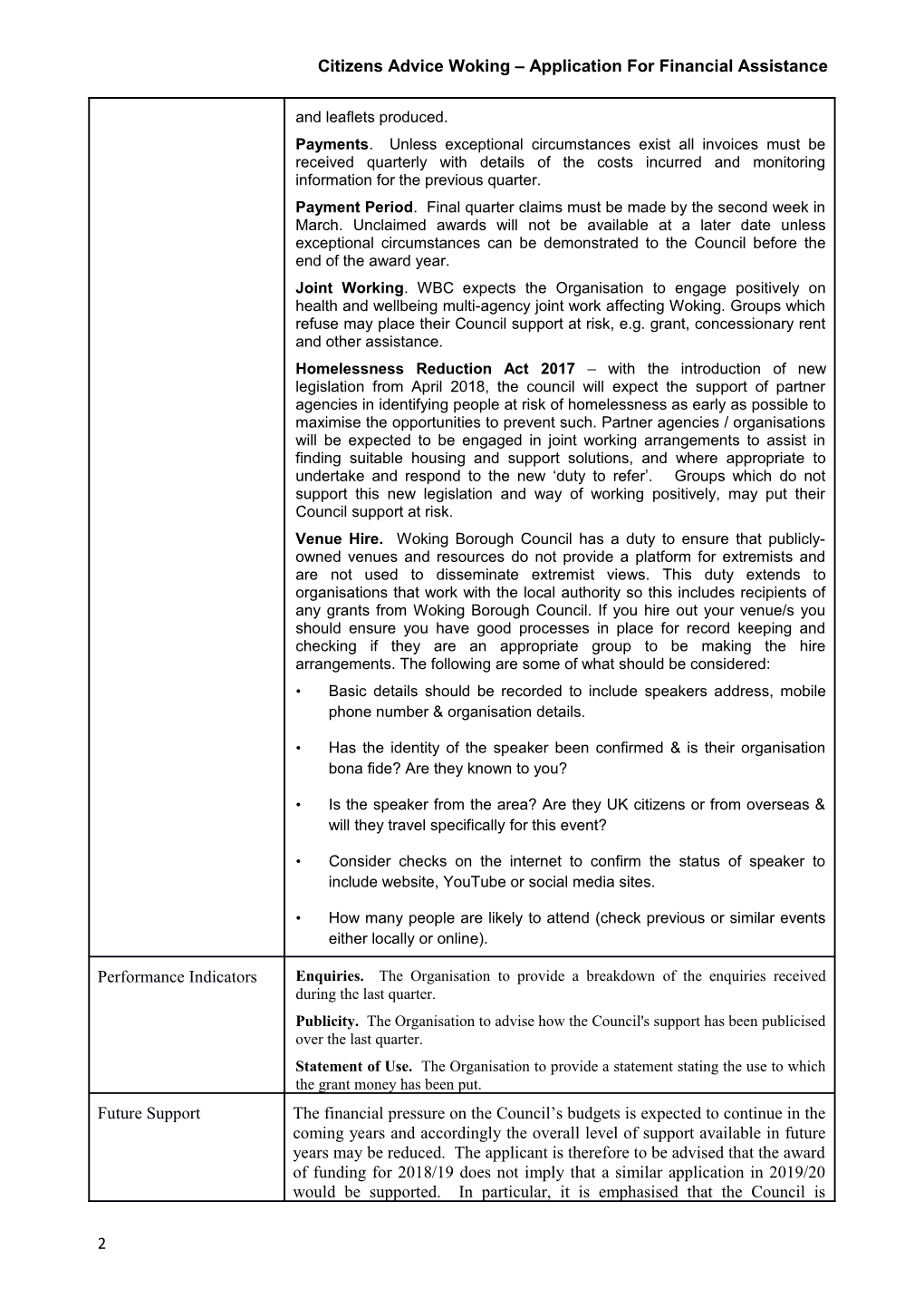 Item 14 Citizens Advice Woking Application for Financial Assistance Executive 14 December 2017