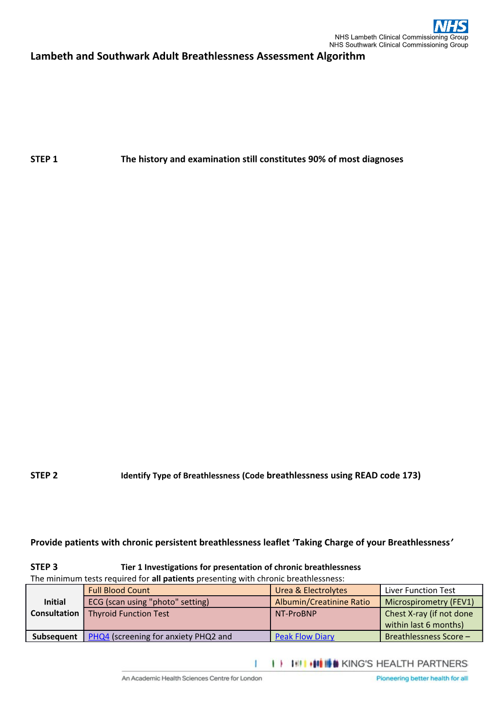 Lambeth and Southwark Breathlessness Assessment Algorithm