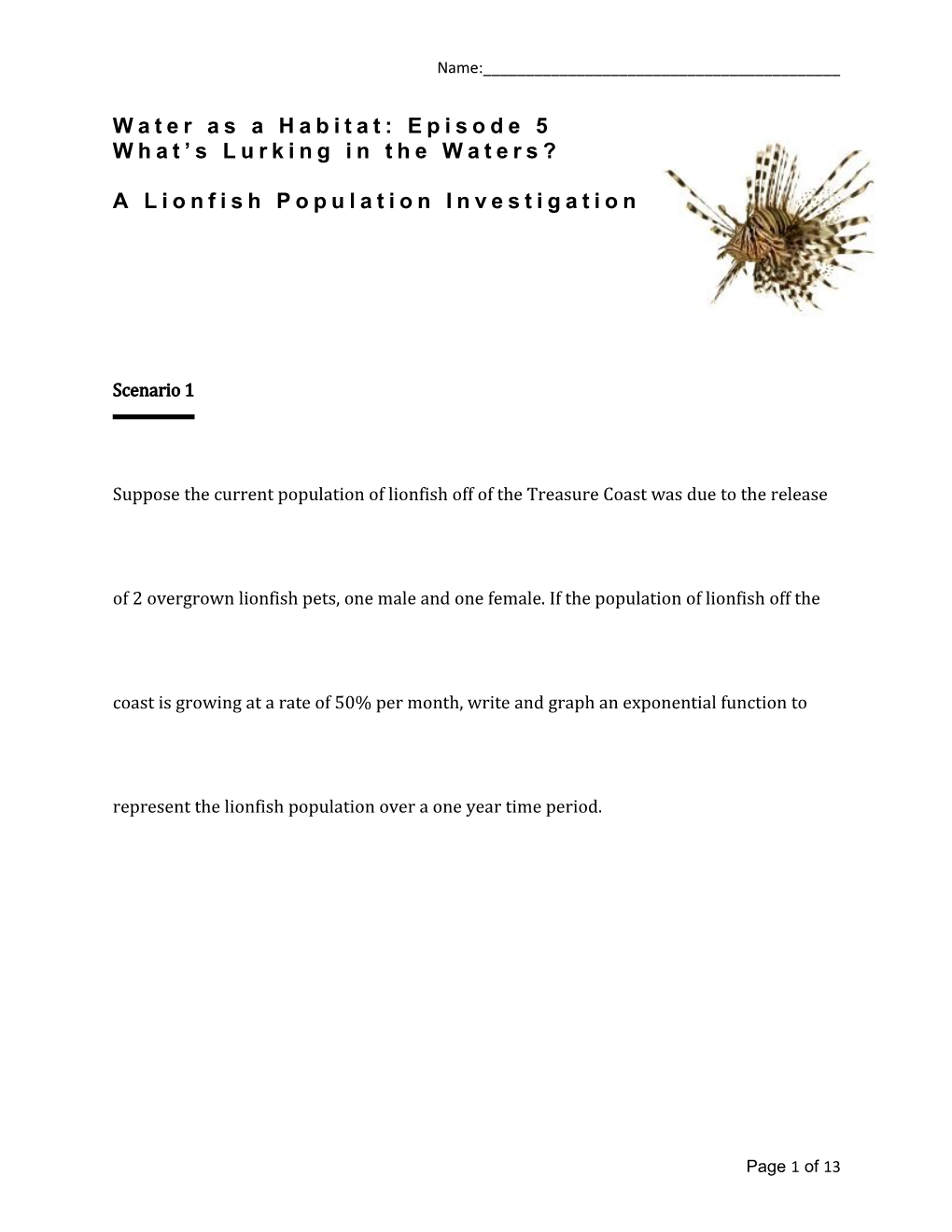 A Lionfish Population Investigation