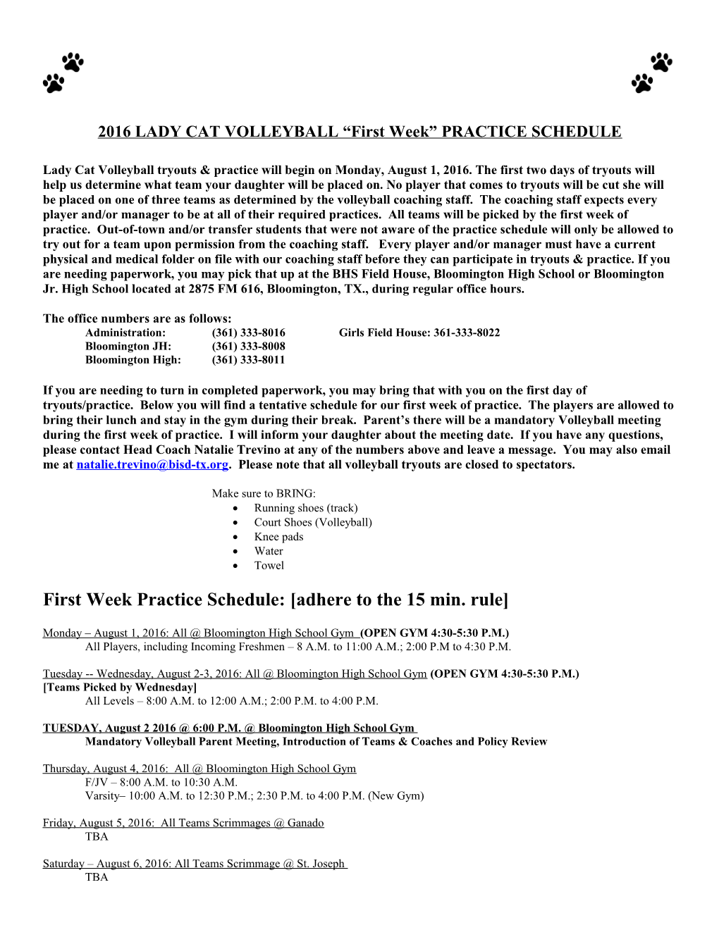 2011 Mhs Volleyball Practice Schedule