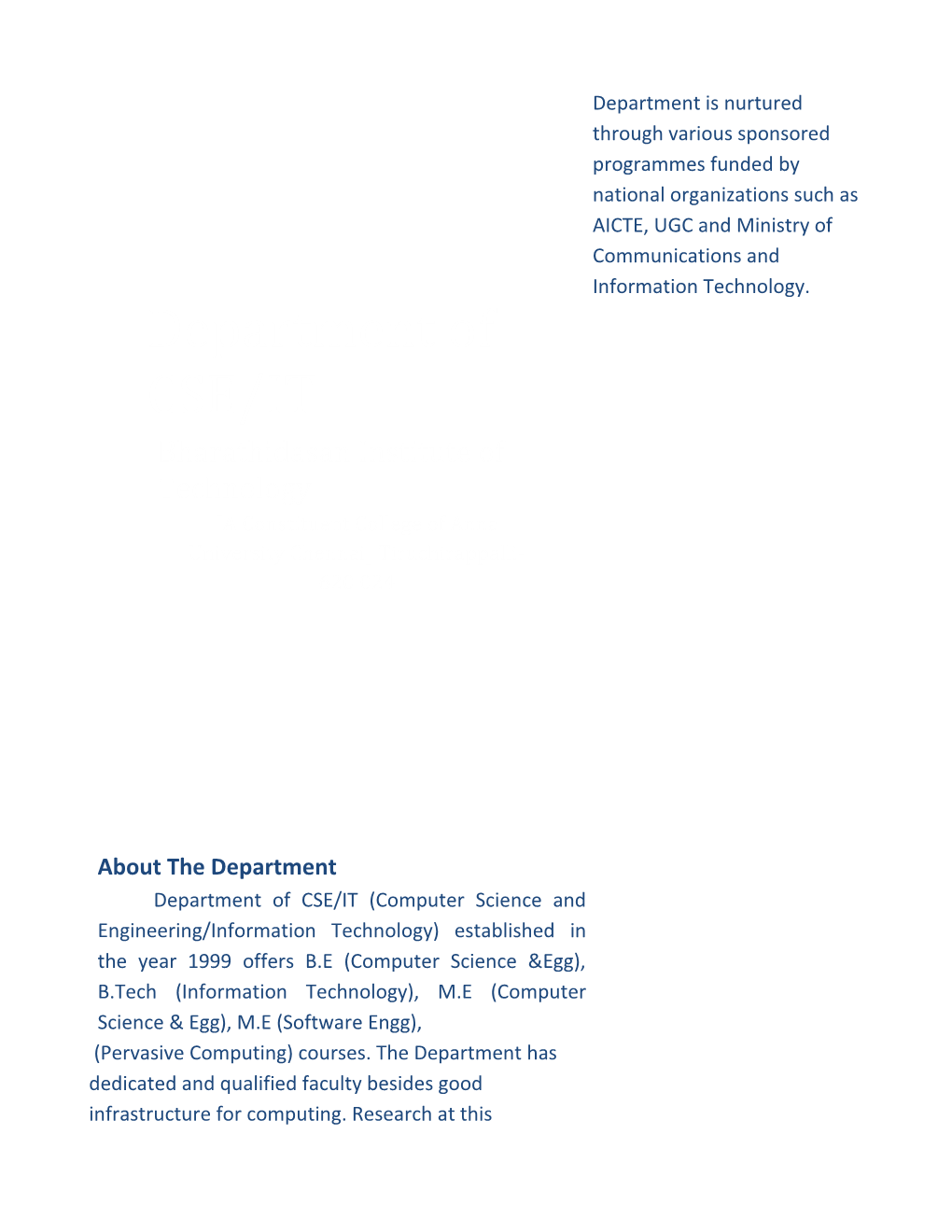 BIT- CSE/IT Department Newsletter Volume:V Issue:I (January-March,2014)