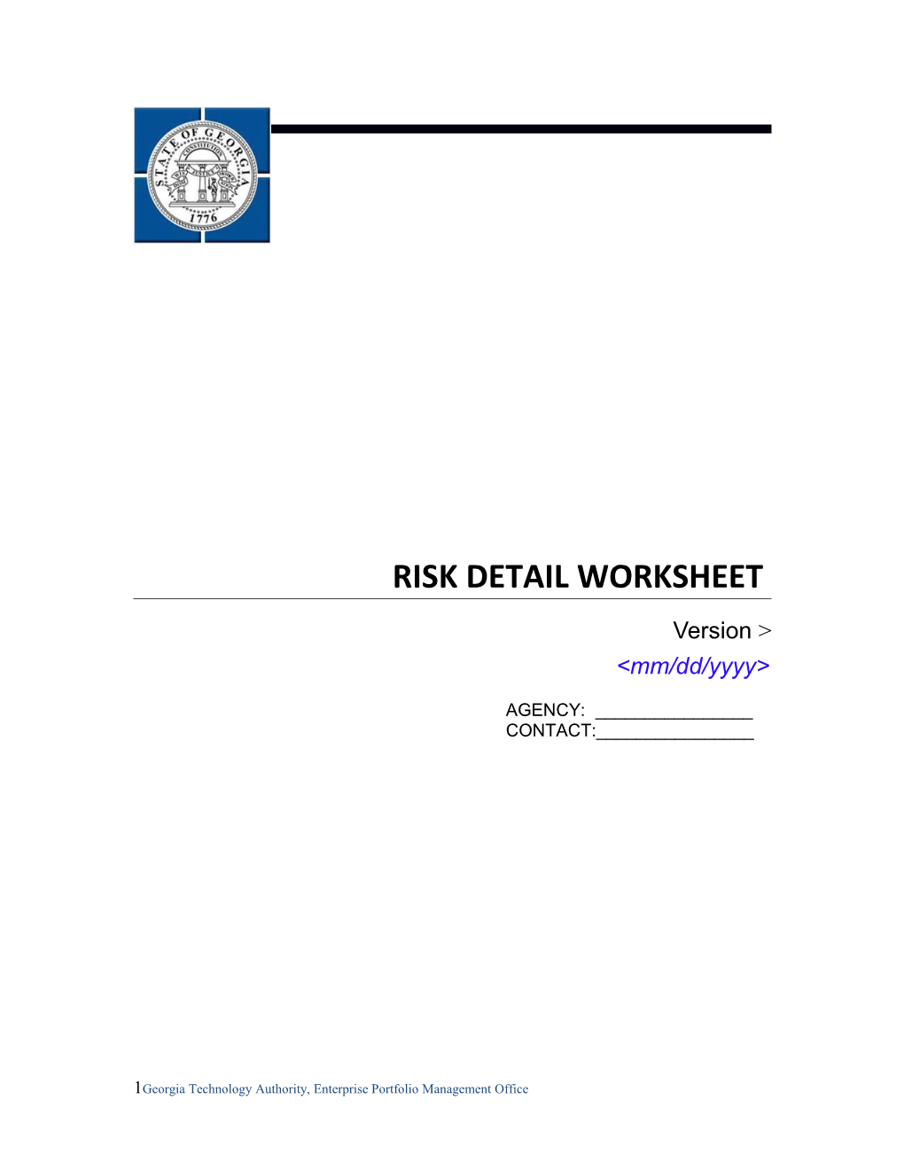 Risk Detail Worksheet