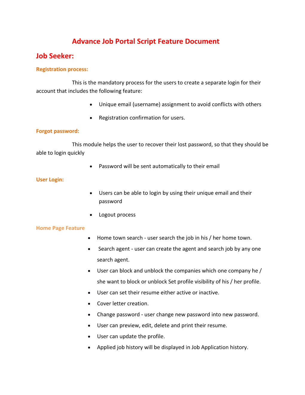 Advance Job Portal Script Feature Document