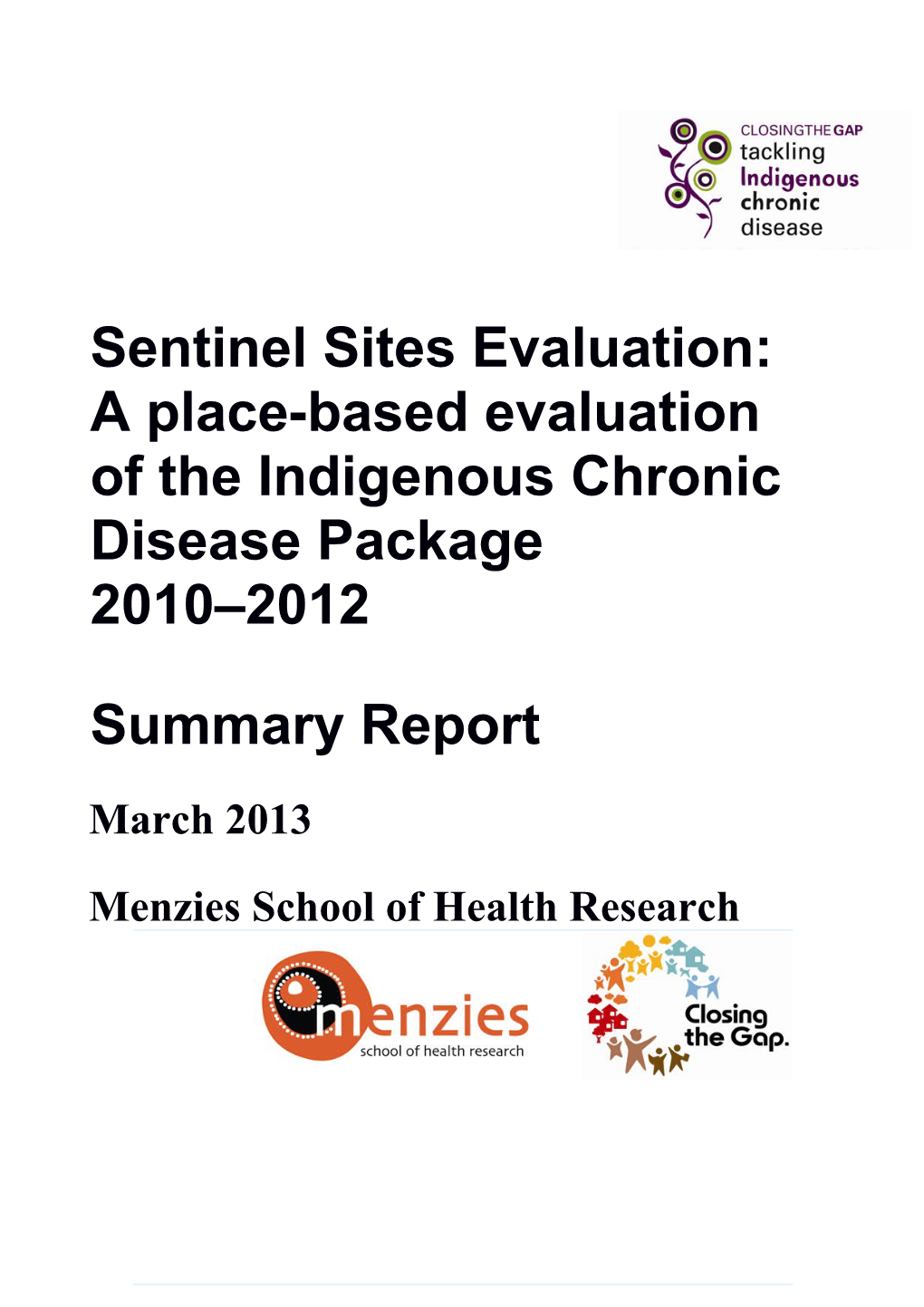 Sentinel Sites Evaluation: a Place-Based Evaluation of the Indigenous Chronic Disease Package