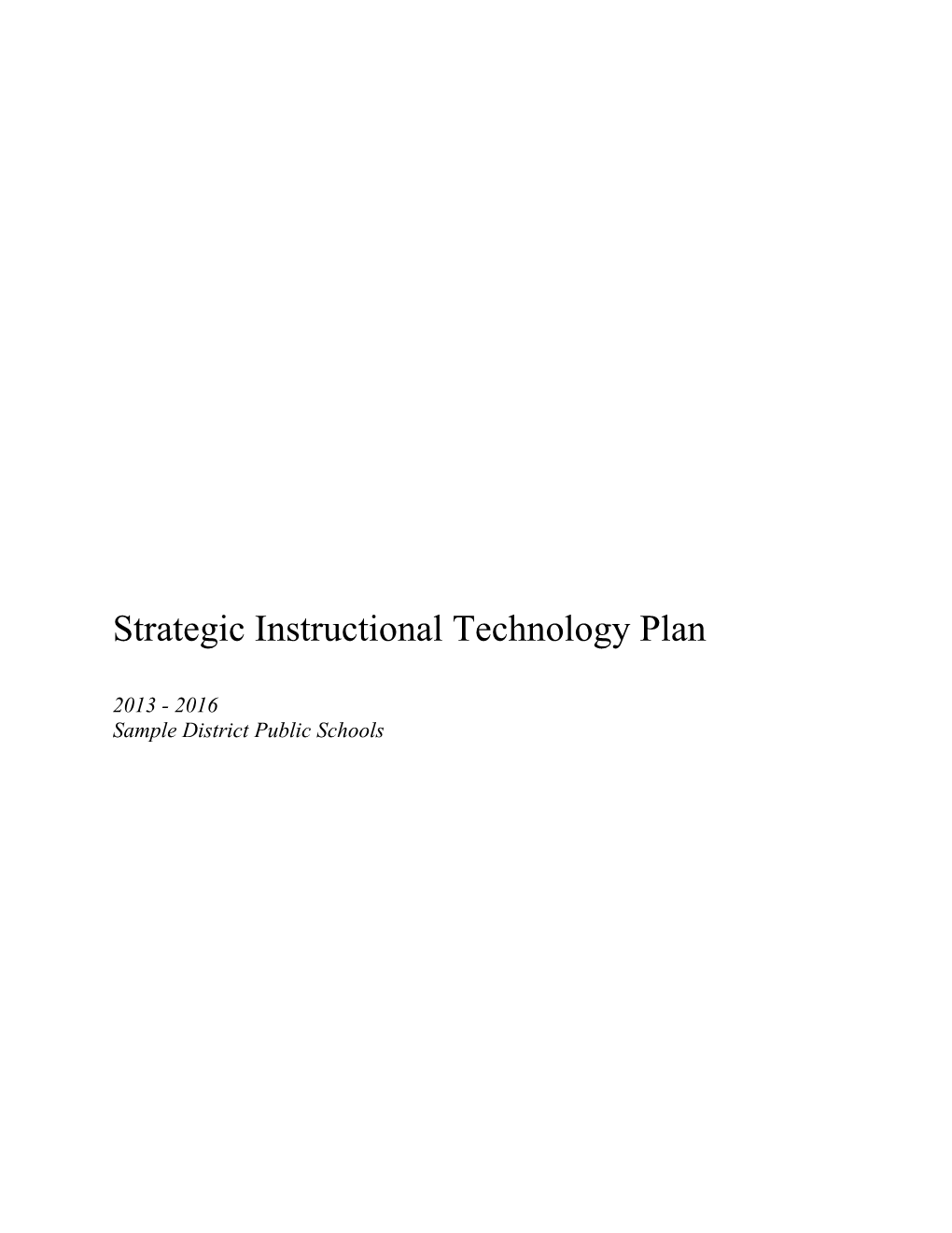 Strategic Instructional Technology Plan