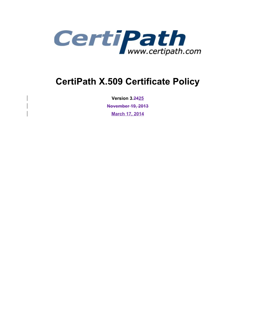 Certipath X.509 Certificate Policy