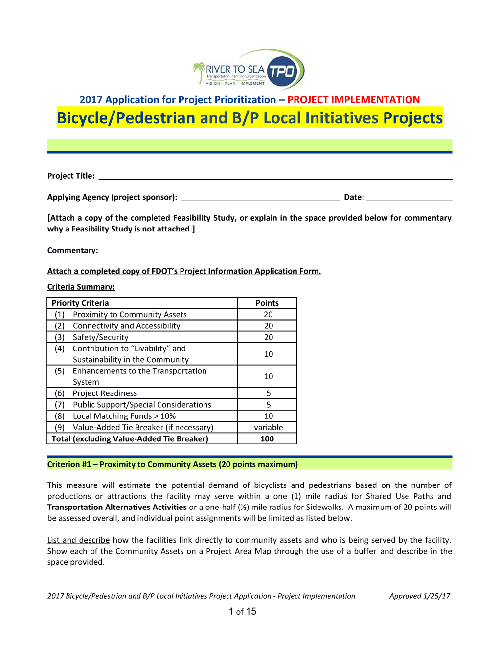 Bicycle/Pedestrian and B/P Local Initiatives Projects