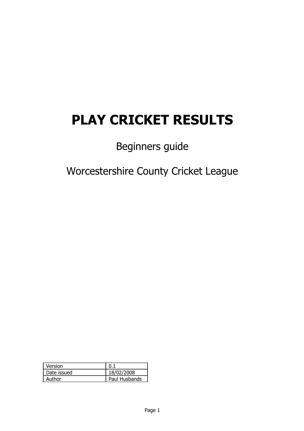 Play Cricket Results