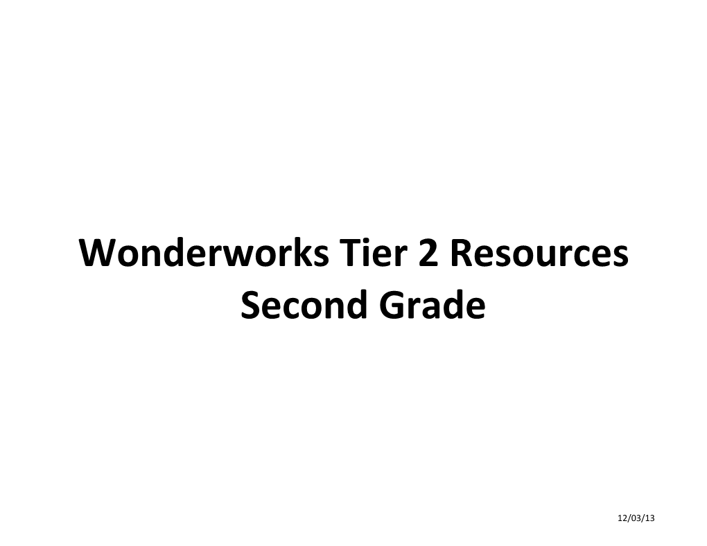Wonderworks Tier II Intervention Program (K-5)