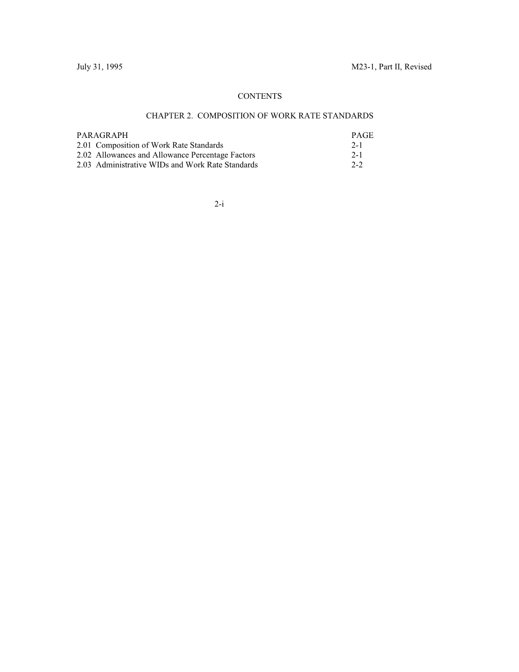 Chapter 2. Composition of Work Rate Standards