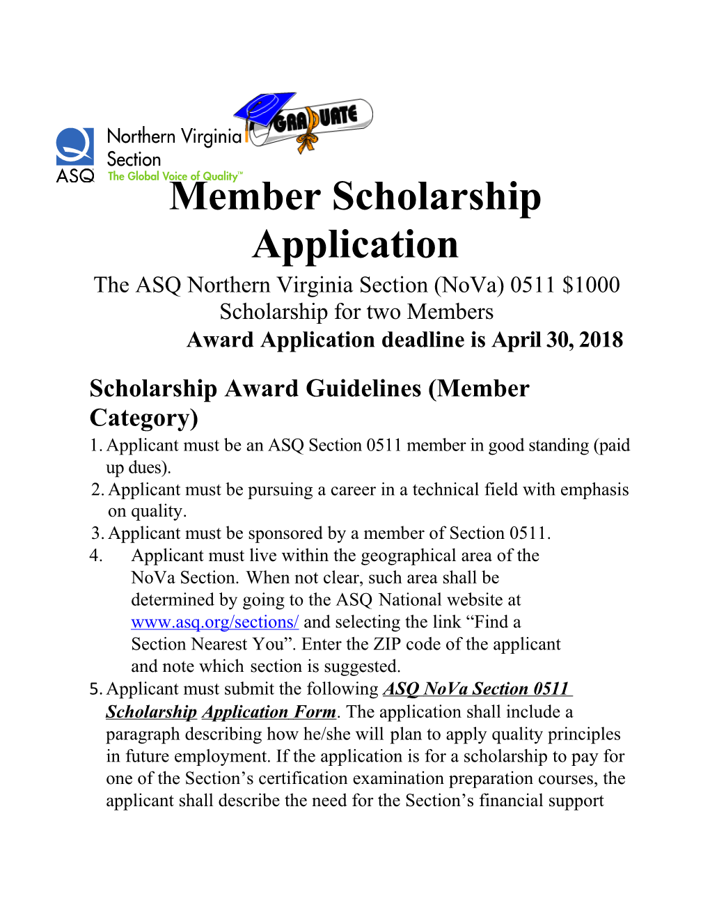 Member Scholarship Application