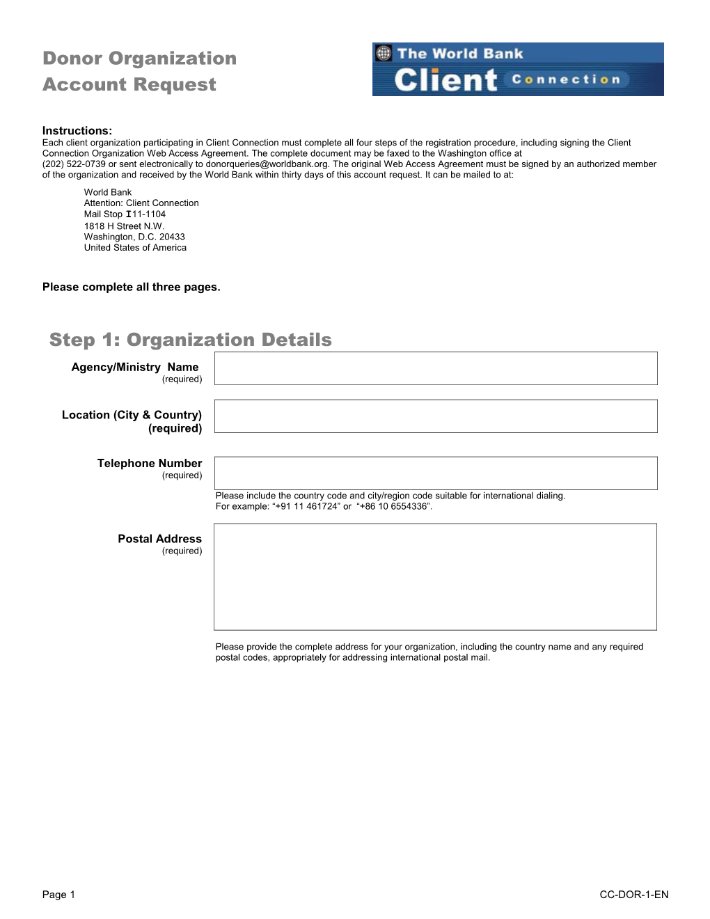Organization Account Request