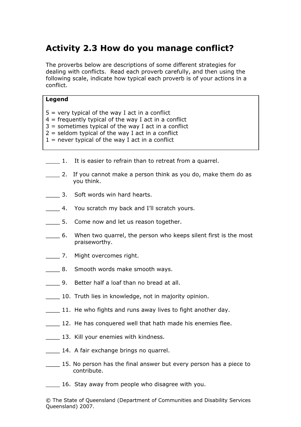 Activity: How Do You Manage Conflict