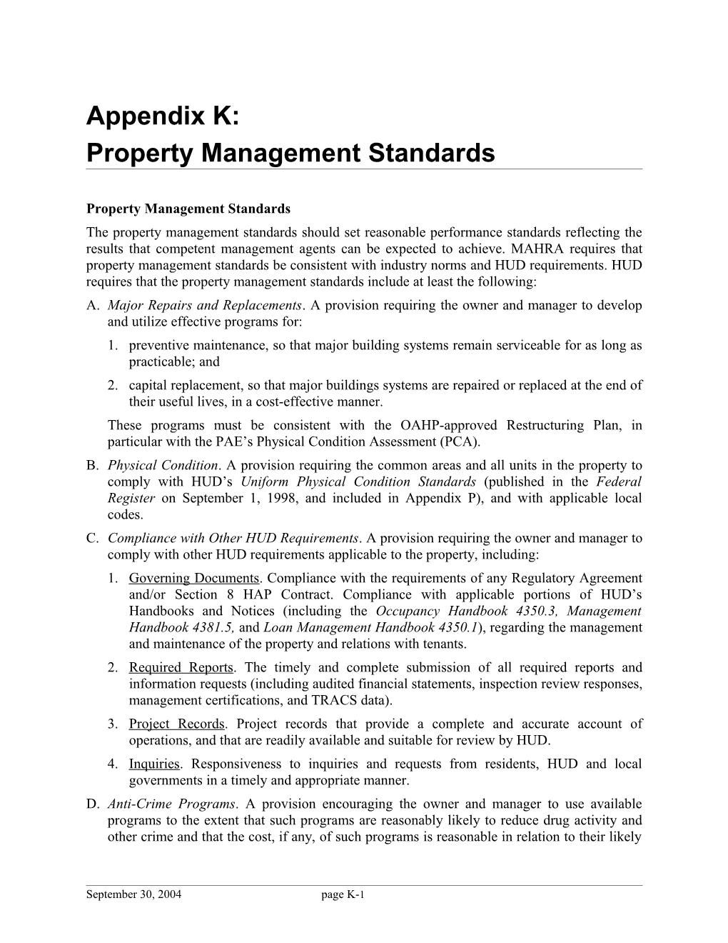 Property Management Standards