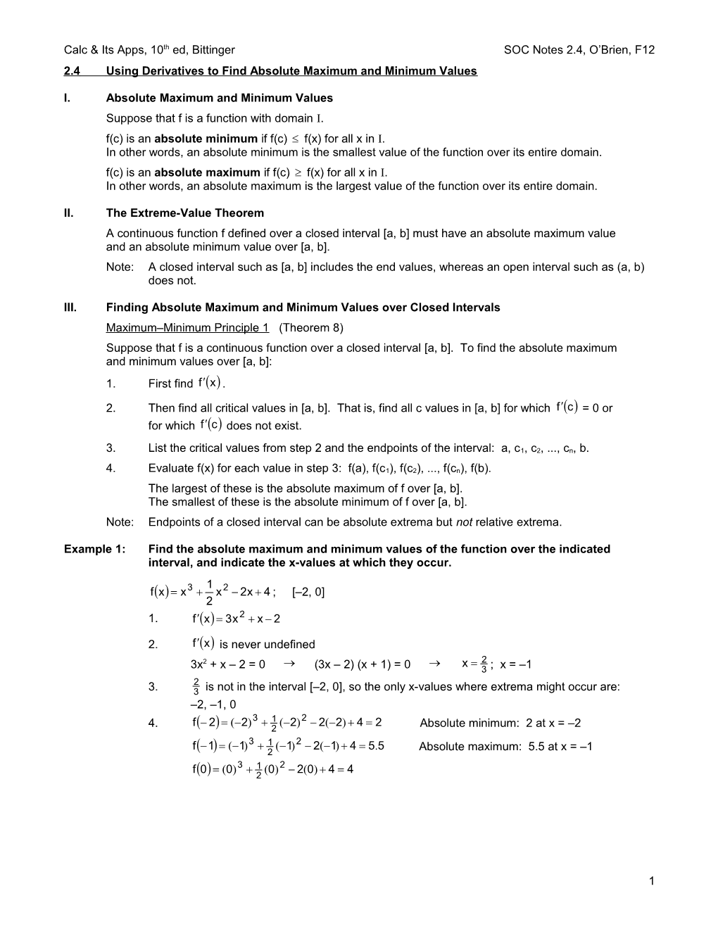 SOC 2.4 Notes Bittinger 10Th F12