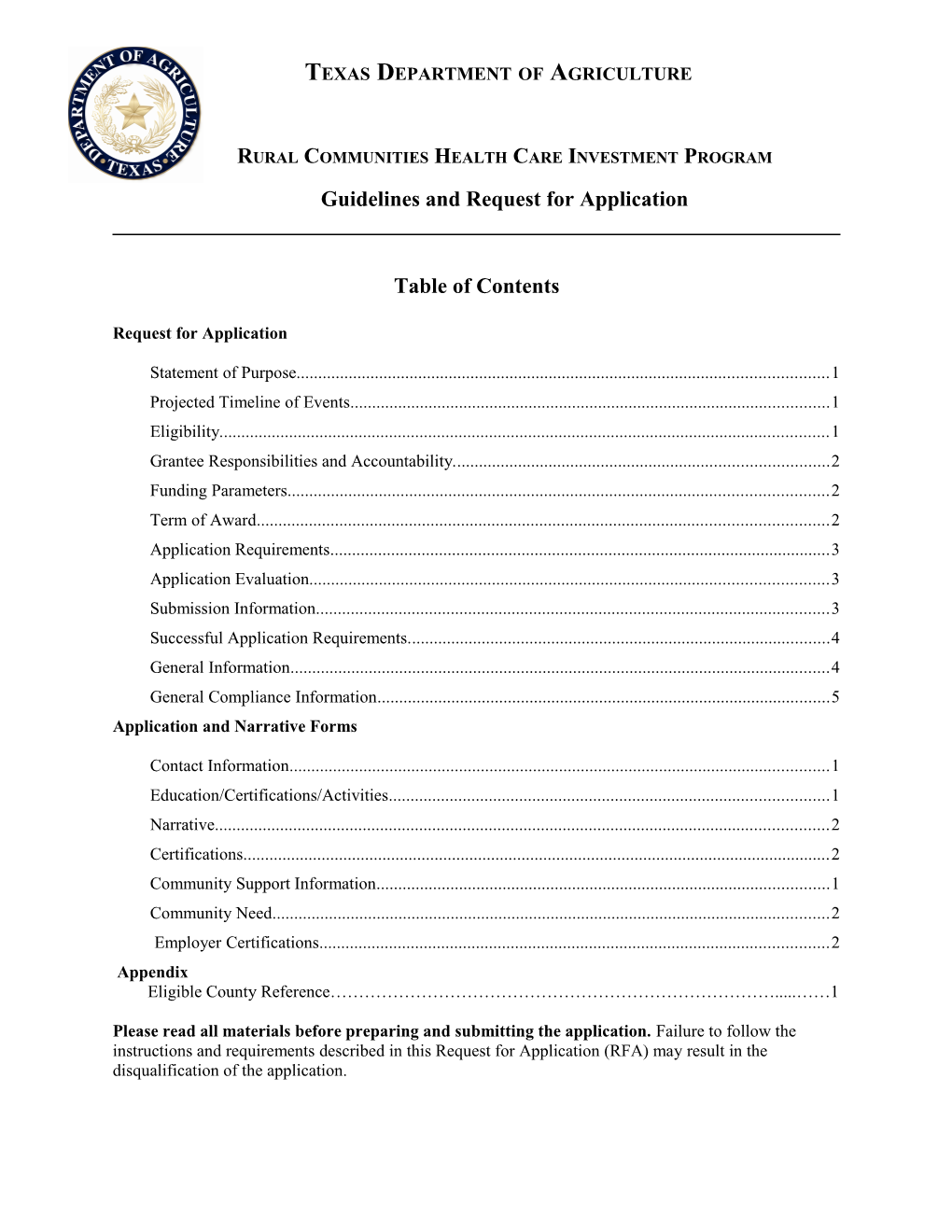 2015 Rural Communities Health Care Investment Program