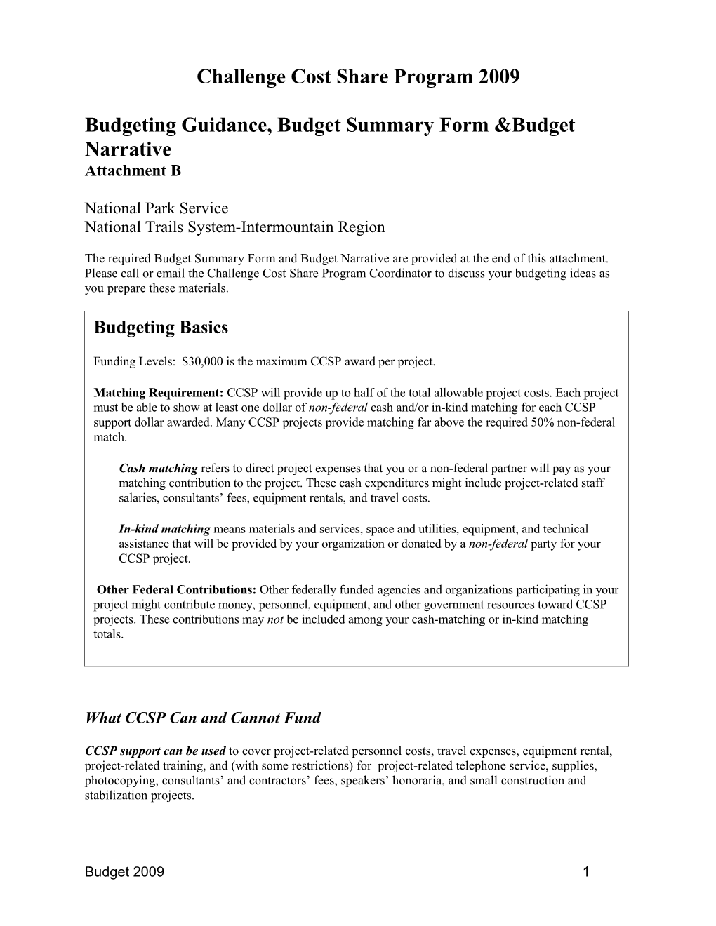 Challenge Cost Share Program 2008