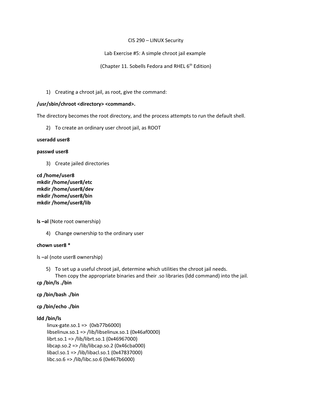 Lab Exercise #5: a Simple Chroot Jail Example