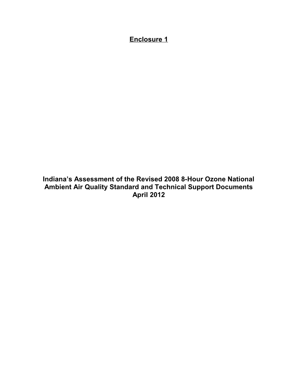 Indiana S Assessment of the Revised 2008 8-Hour Ozone National Ambient Air Quality Standard
