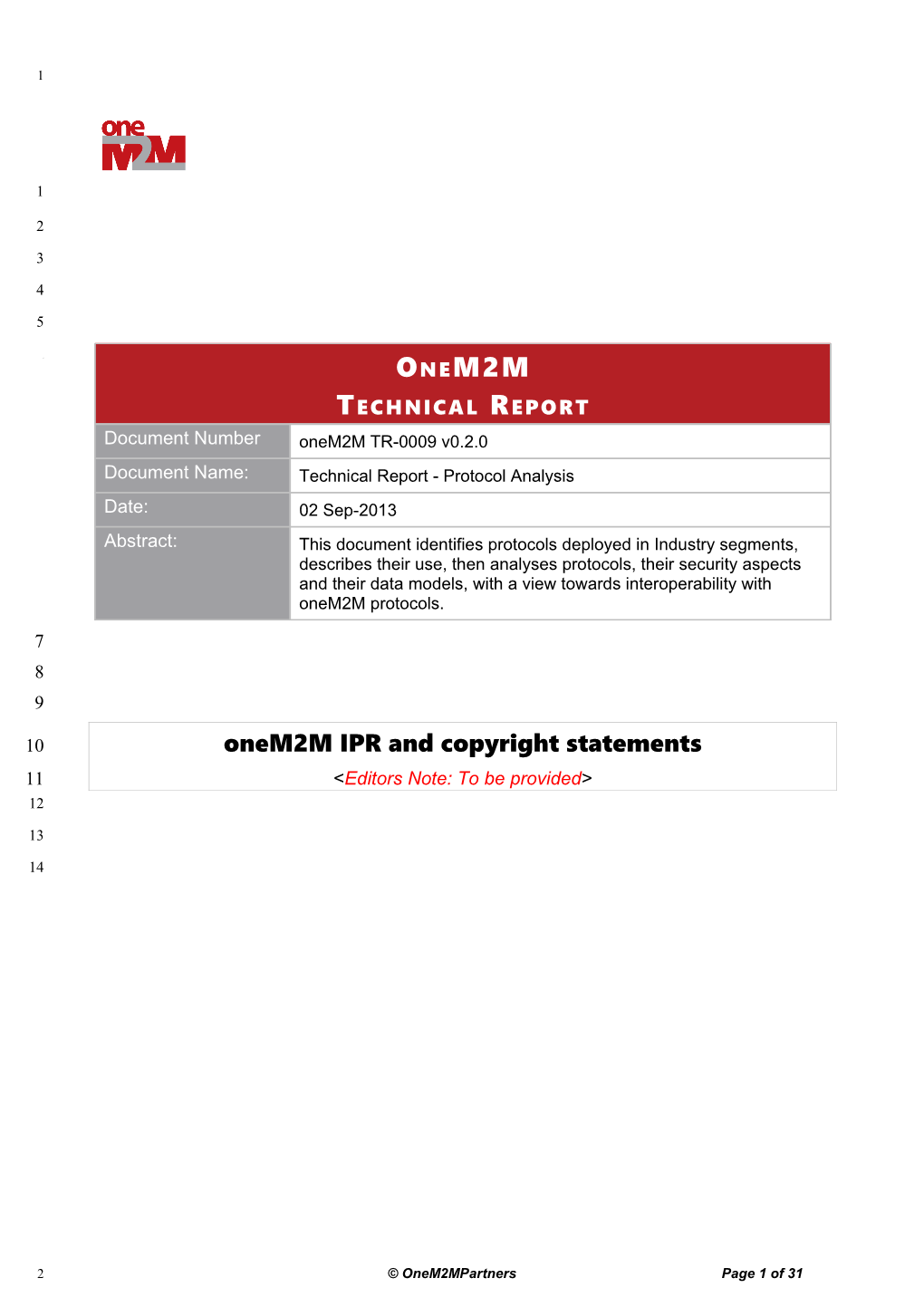 Onem2m IPR and Copyright Statements