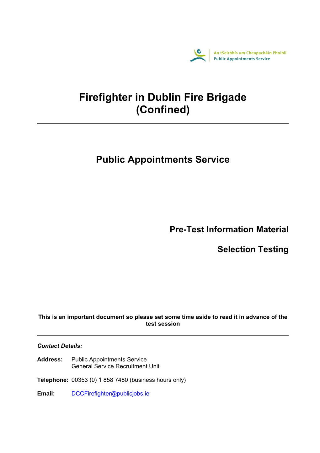 Firefighter in Dublin Fire Brigade