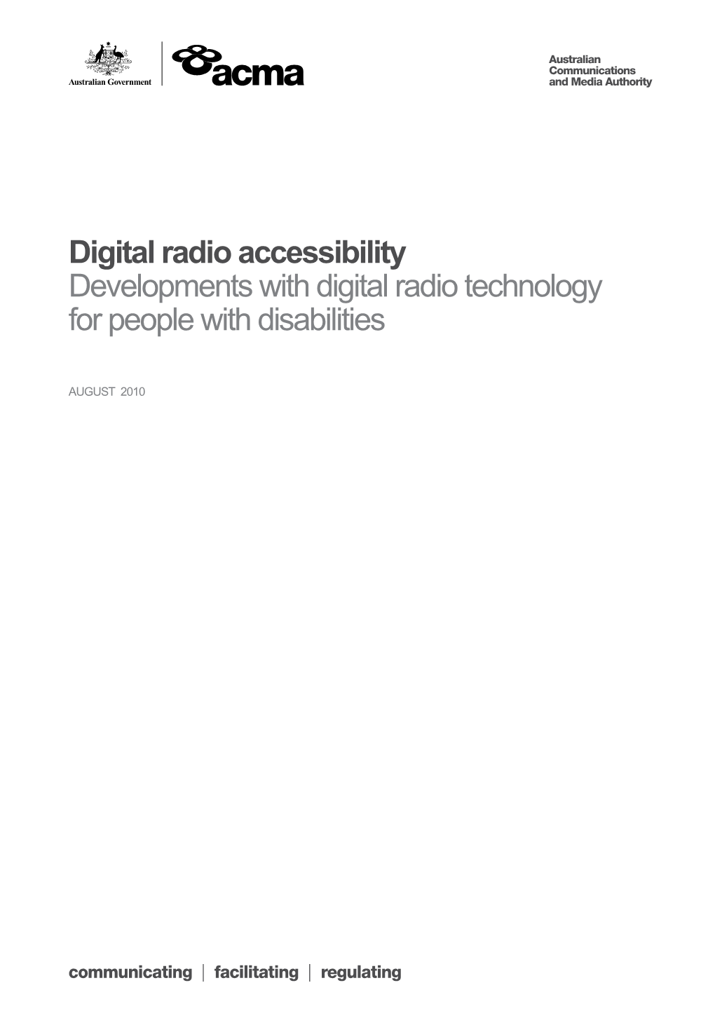 Digital Radio Accessiblity - Developments with Digital Radio Technology for People With