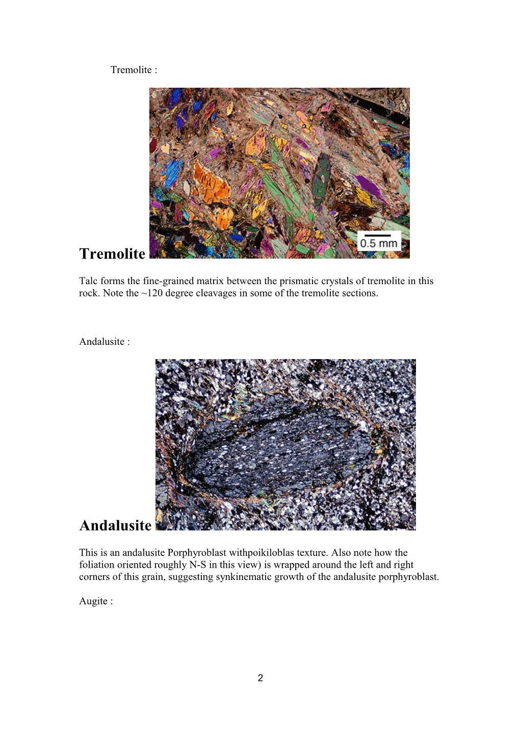 Index of Minerals in Thin-Section