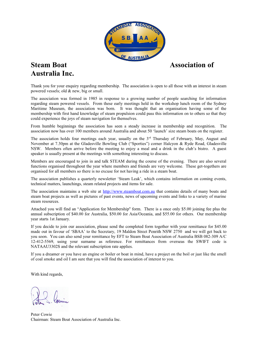 Steam Boat Association of Australia Inc