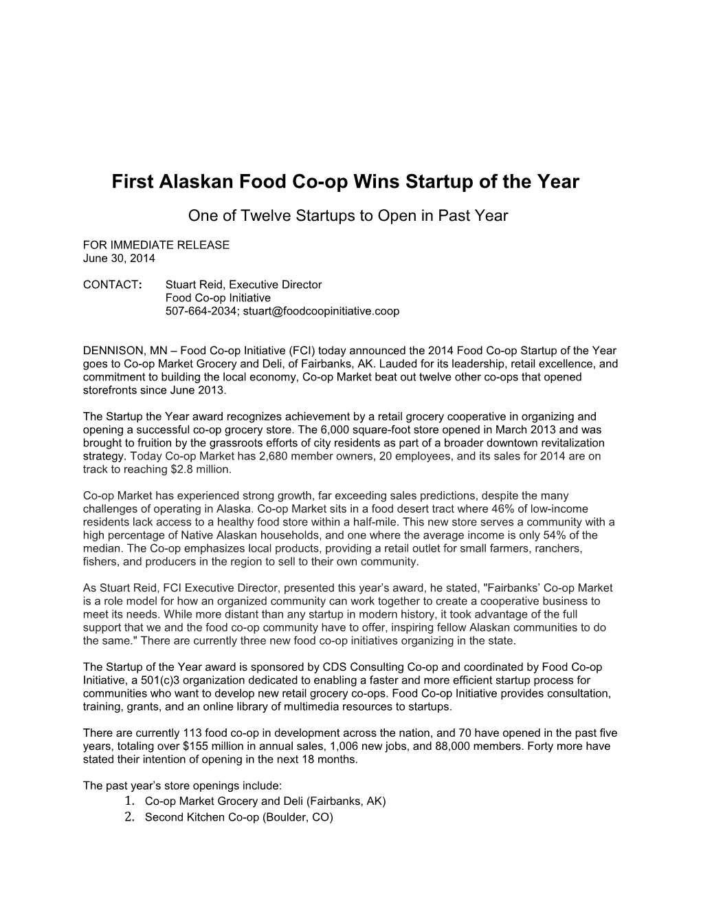 First Alaskan Food Co-Op Wins Startup of the Year