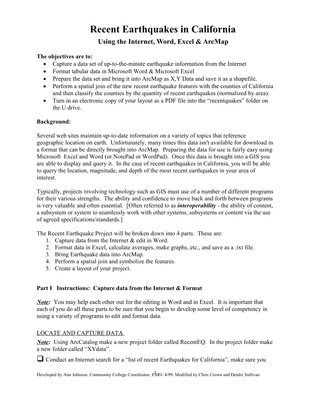 Using the Internet, Word, Excel &Arcmap