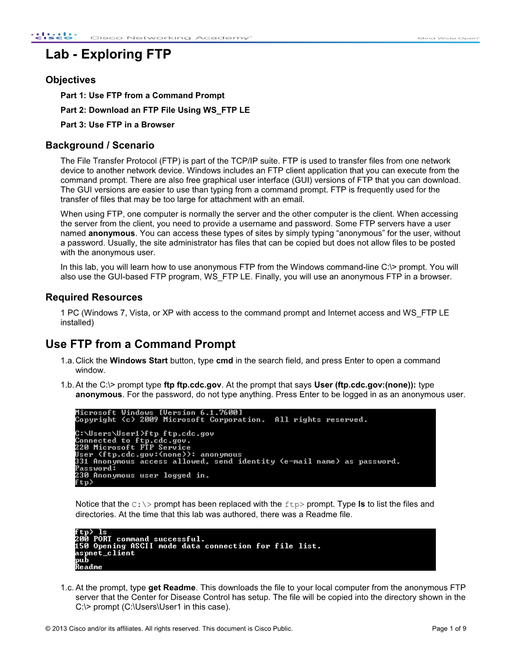 Lab - Exploring FTP