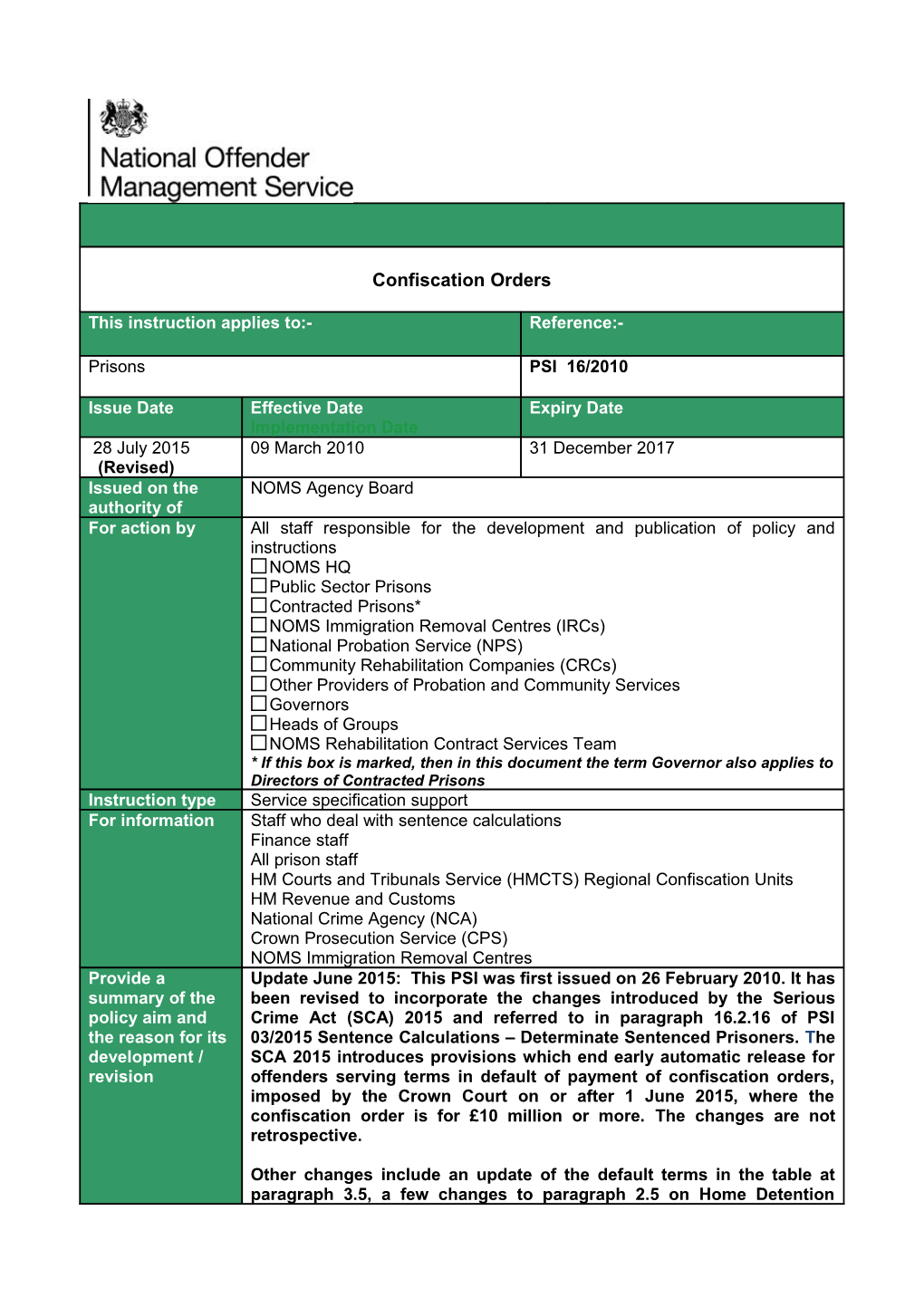 Annex C List of Magistrates Courts/Regional Confiscation Units