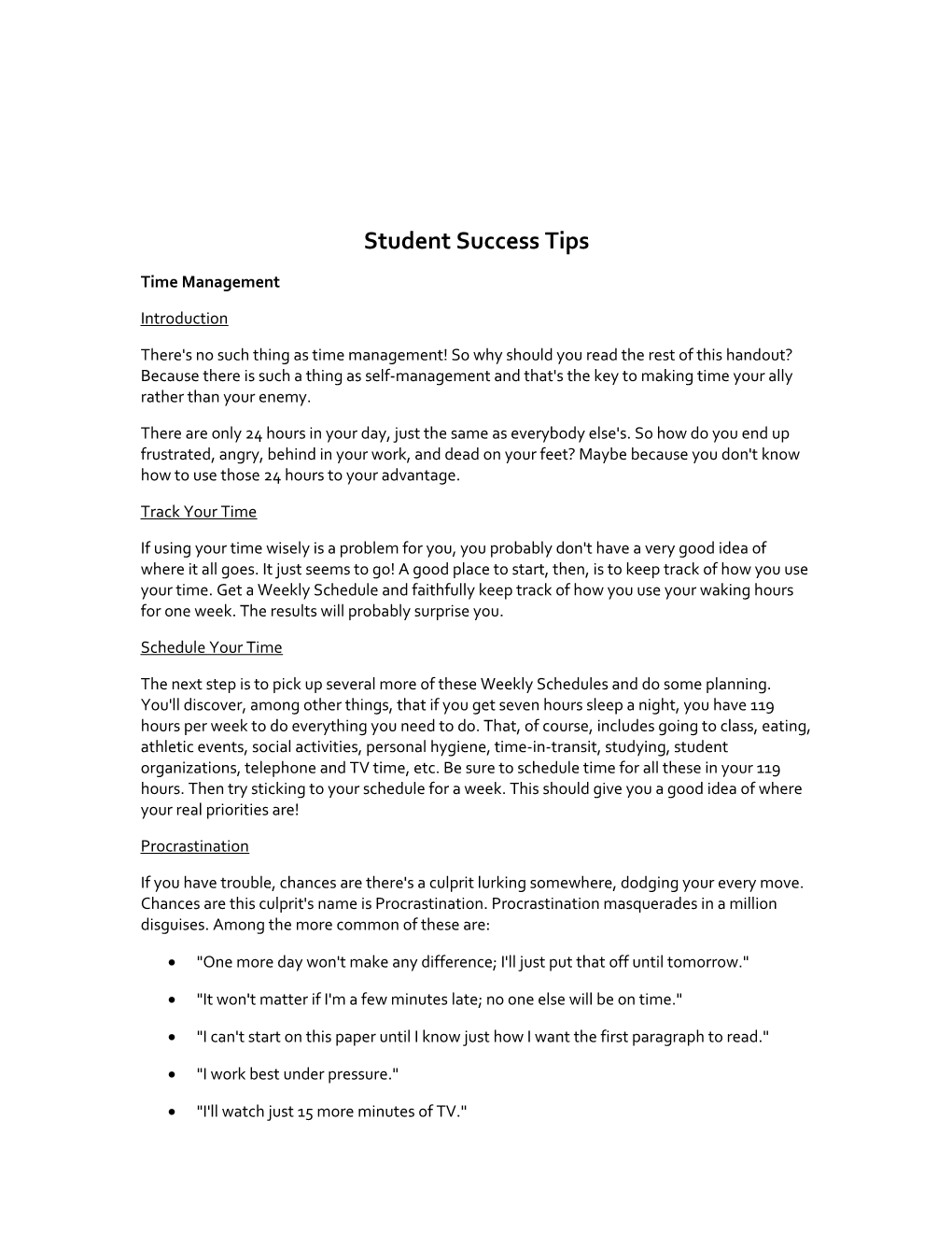Student Success Tips