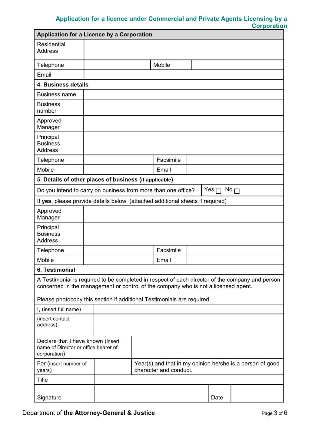 Application for a Licence by a Corporation