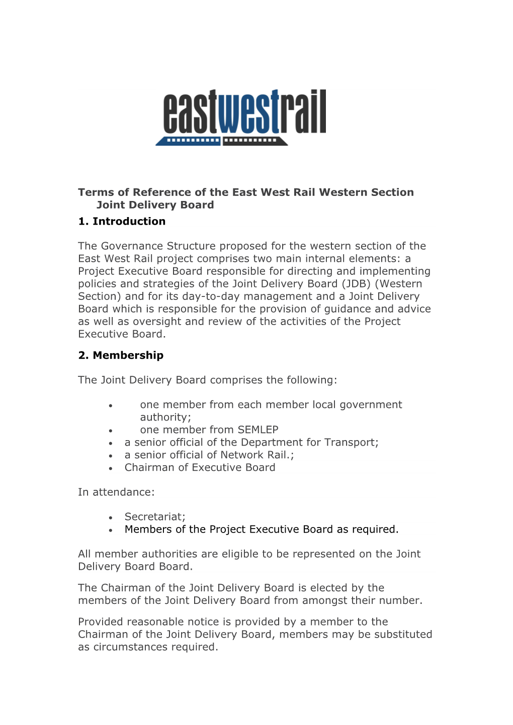 East West Rail Board Meeting