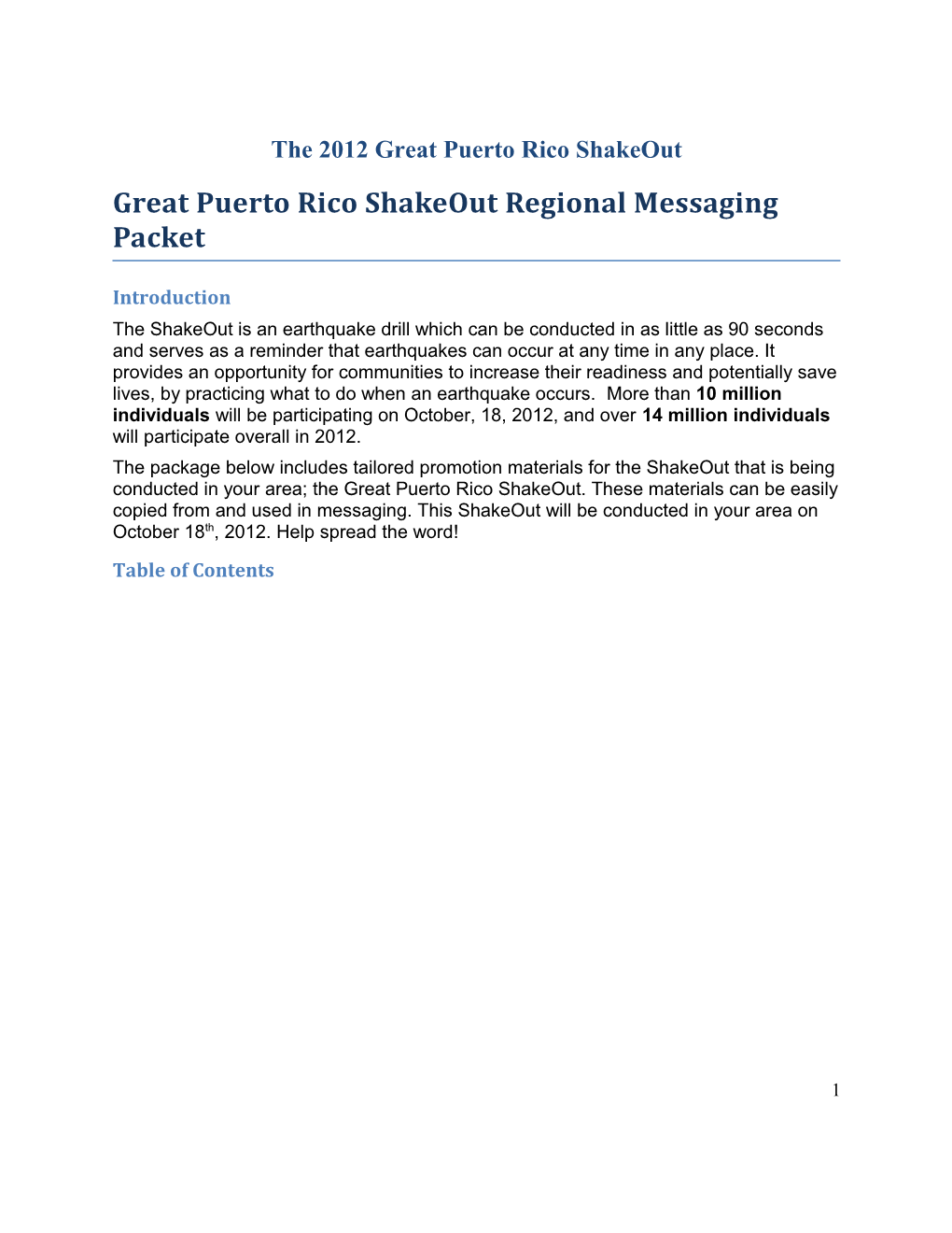 The 2012 Great Puerto Rico Shakeout