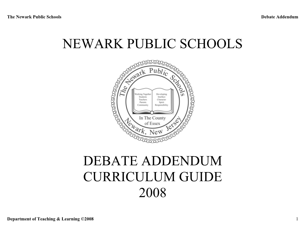 The Newark Public Schoolsdebate Addendum