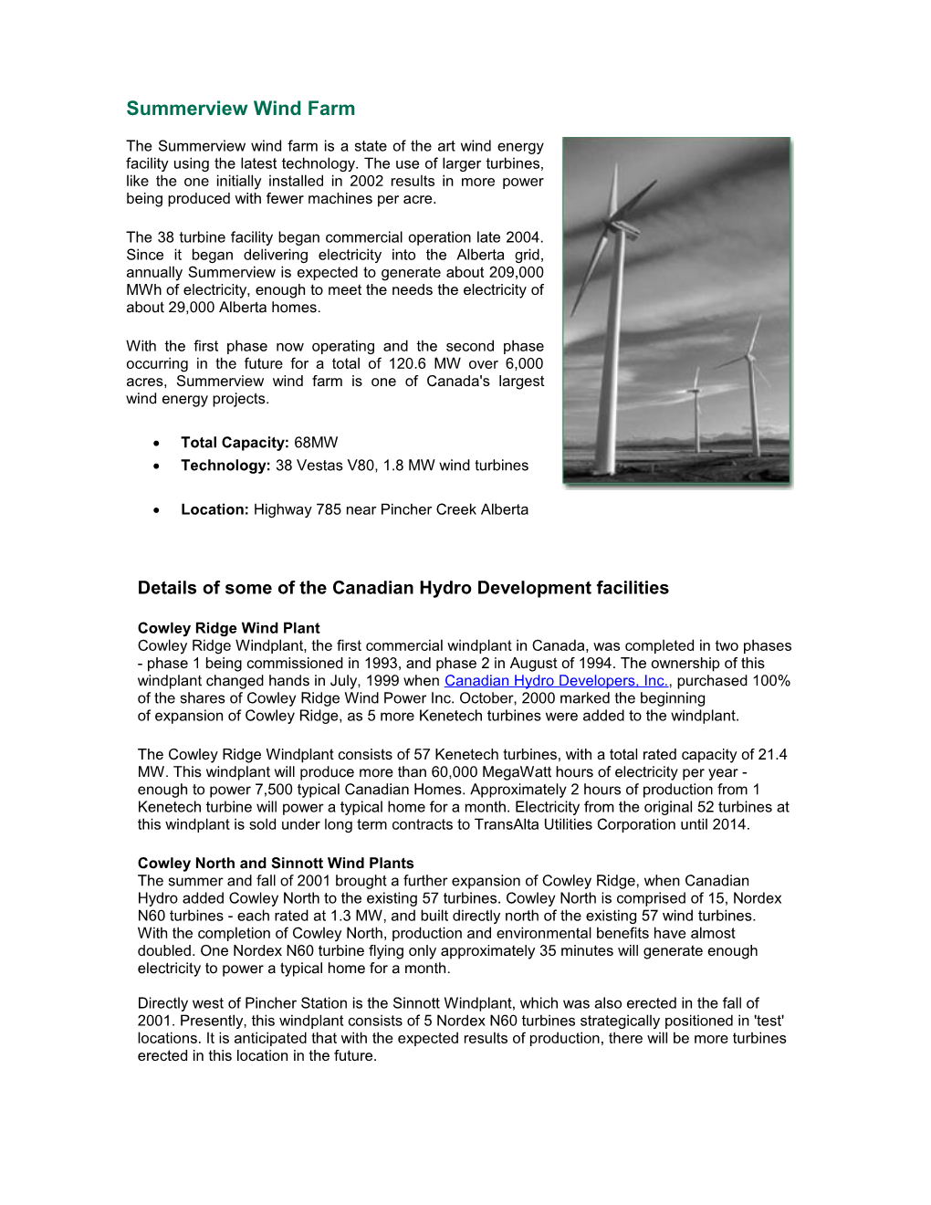 Castle River Wind Farm