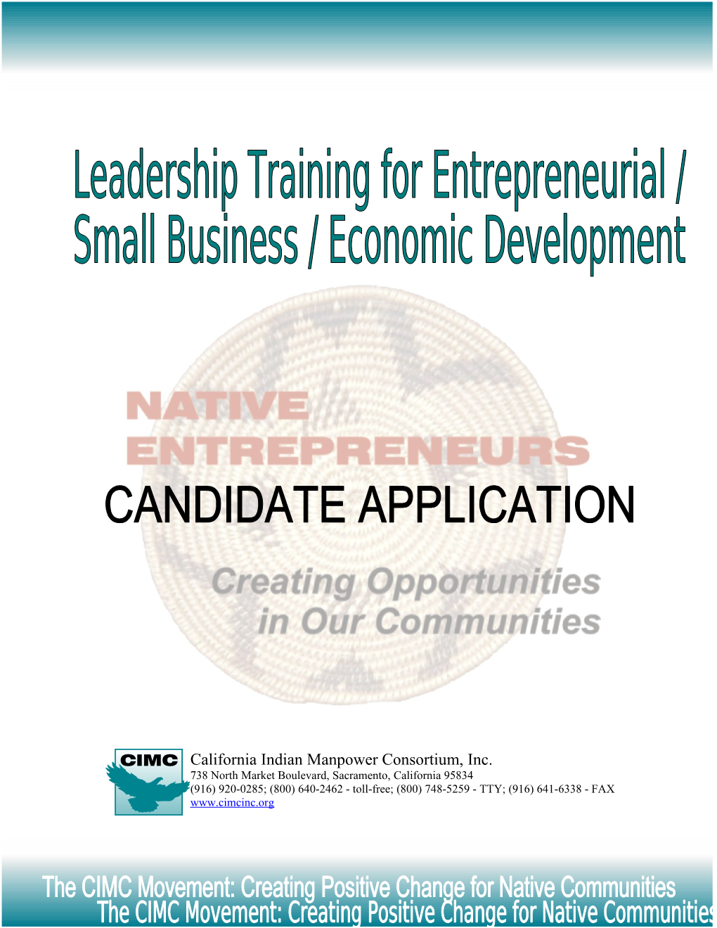 CIMC Leadership Training for Entrepreneurial / Small Business / Economic Development